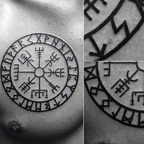 Mens Circular Viking Compass Upper Chest Tattoo Vintage Compass Tattoo, Runes Tattoo, Viking Compass Tattoo, Simple Compass Tattoo, Compass Tattoo Men, Tattoo Placements, Compass Tattoo Design, Rune Tattoo, Tattoo Trend