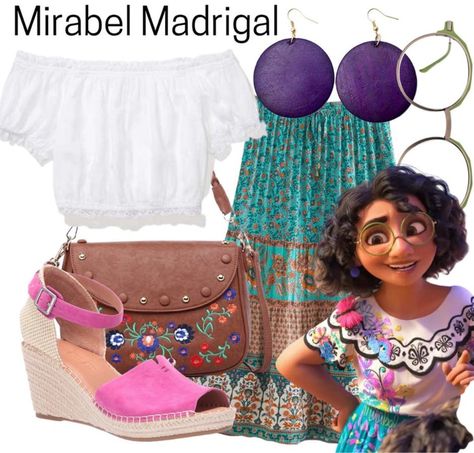 Mirabel Encanto Disneybound, Mirabel Encanto Costume Diy, Mirabel Inspired Outfit, Diy Mirabel Costume, Mirabel Disneybound, Disneybound Outfits Rapunzel, Encanto Outfits, Encanto Disneybound, Disneybound Outfits Summer