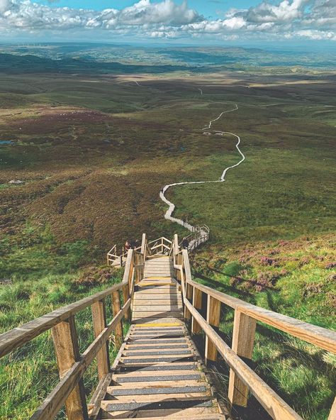 Ireland on Instagram: “The Cuilcagh Boardwalk Trail in County Fermanagh, also known as the 'Stairway to Heaven.' The route covers one of the largest expanses of…” Ireland Hiking, Best Of Ireland, Ireland Travel Guide, Green Country, Stairway To Heaven, Ireland Travel, To Heaven, Northern Ireland, Beautiful World