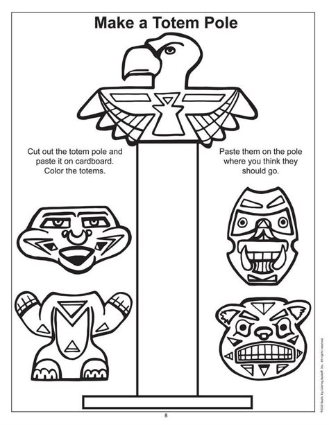 Totem Poles Printable Totem Pole Craft, Basketball Sketch, Native American Totem Poles, Arte Haida, Native American Projects, Native Americans Unit, Native American Totem, Sketch Template, Wilde Westen