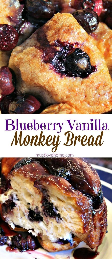 Bread Pull Apart, Potluck Ideas, Cinnamon Butter, Chunky Monkey, Brunch Dishes, Blueberry Recipes, Monkey Bread, Homemade Treats, Yummy Desserts