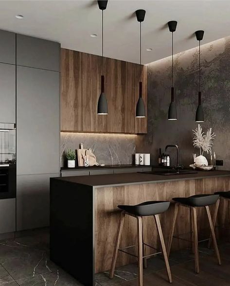 Modern Kitchen Interiors, Kitchen Interior Design Decor, Kitchen Interior Design Modern, Contemporary Kitchen Design, Modern Kitchen Cabinets, House Design Kitchen, Modern Kitchen Design Luxury, Kitchen Design Decor, Kitchen Room Design