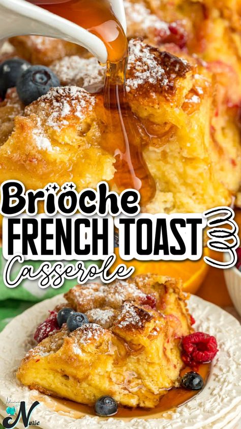 Indulge in the ultimate breakfast treat with this Brioche French Toast Casserole! Rich, buttery brioche soaked in a sweet, cinnamon-infused custard and topped with a caramelized brown sugar crust. Perfect for brunch or special occasions. Make ahead for a stress-free morning! Easy Brioche French Toast Recipe, Baked French Toast With Brioche Bread, Brioche Buns French Toast, Brioche French Toast Casserole Overnight, French Toast Casserole Easy Quick, French Toast Casserole With Brioche, French Toast Brioche Bread, Brioche French Toast Bake, Casserole French Toast