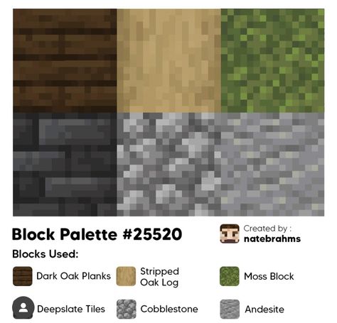 Minecraft Medieval Block Palette, Minecraft Castle Block Palette, Deepslate Pallete Minecraft, Minecraft Color Palette, Minecraft Palettes, Minecraft Palette, Minecraft Block Palette, Block Pallets, Minecraft Create