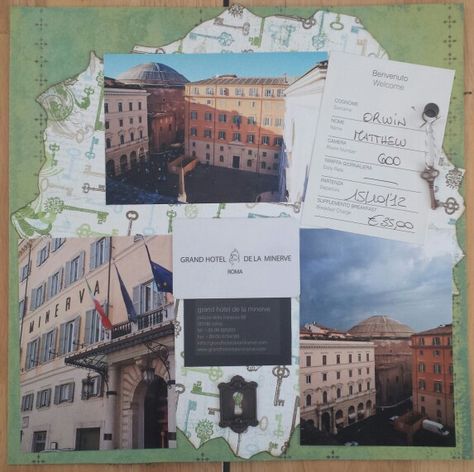 Honeymoon Scrapbook, France Scrapbook, Hotel Keys, Italy Honeymoon, Vacation Scrapbook, St Simons, Scrapbook Layout, Grand Hotel, Scrapbook Ideas