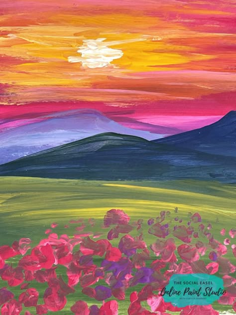 Sunset Painting Easy, Fauvism Art, Sunset Canvas Painting, Colorful Landscape Paintings, Easy Landscape Paintings, Landscape Paintings Acrylic, Cute Paintings, Textured Painting, Textured Canvas