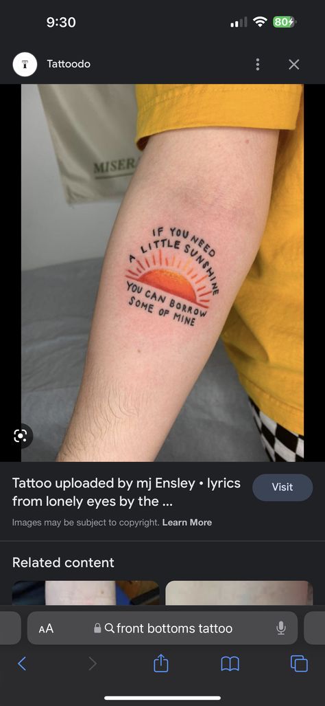 The Front Bottoms Tattoo Ideas, The Front Bottoms Tattoo, The Front Bottoms, Front Bottoms, Tattoo Inspo, I Tattoo, Tattoo Ideas, Wonder, Tattoos