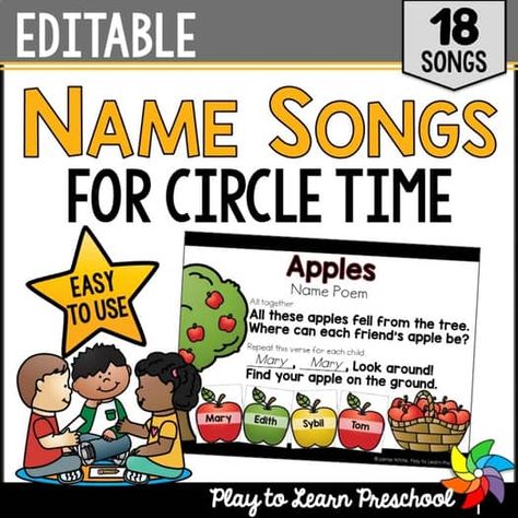 Play to Learn Preschool | Teachers Pay Teachers Name Songs Preschool Circle Time, Name Songs Preschool, Songs For Circle Time, Preschool Circle Time Songs, Appreciation Themes, Circle Time Games, Play To Learn Preschool, Teacher Appreciation Themes, Abc Preschool