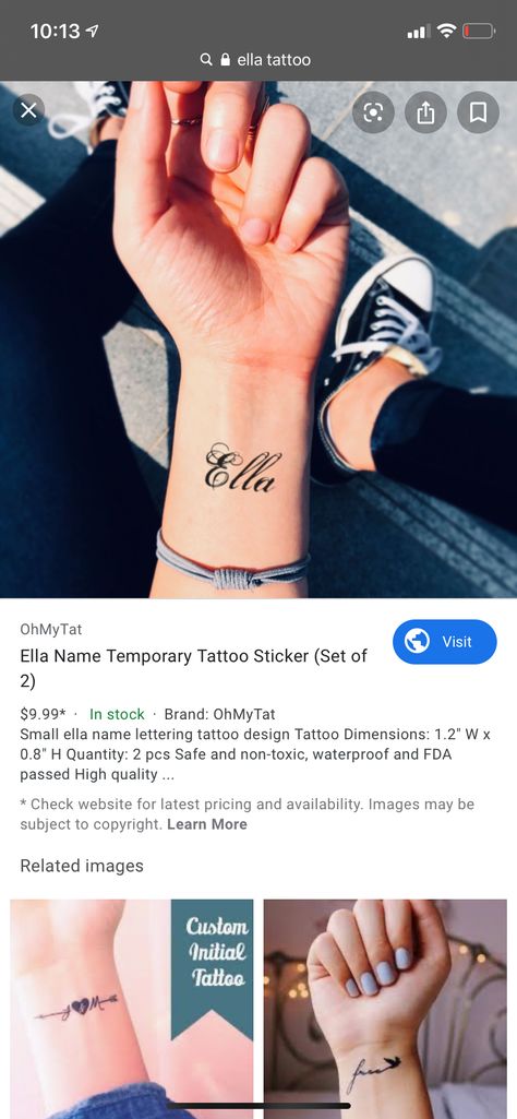 Ella Tattoo Name, Ella Name Tattoo, Ella Tattoo, Ella Name, Tattoo Name, Temporary Tattoo Stickers, Name Tattoo, Name Tattoos, Tattoo Lettering