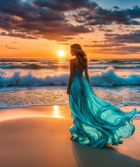 Sunset Shoot Photo Ideas, Sea Photoshoot Ideas, Greek Goddess Photoshoot, Female Picture, Nature Dresses, Woman Flower, Dance Picture Poses, Glamour Photo, Beach Photography Poses