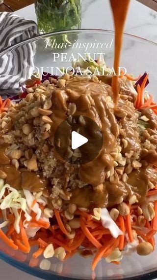 Health and Wellness 🌱 on Instagram: "🙌 This Thai-Inspired Peanut Quinoa Salad is a surprising fusion of taste & texture! 🥗🌱 A bowl of this will really make your day! 💯😋

➡️ Follow @therealfooddietitians for the recipe. 👍🌟

#plantd #plantbased #salad" Peanut Quinoa Salad, Viral Salad, Peanut Dressing, Thai Peanut, Quinoa Salad, Easy Salads, Fresh Cilantro, Summer Salads, A Bowl