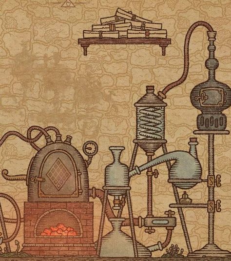 Potion Craft Alchemist Simulator, Potion Craft Game, Medieval Laboratory, Alchemy Potions, Alchemy Architecture, Potion Craft, Table Sketch, Alchemy Lab, Potions Recipes