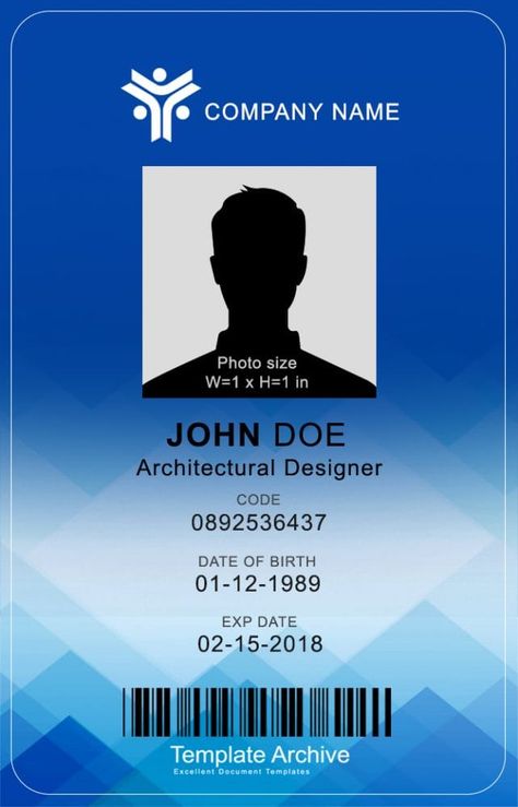 16 ID Badge & ID Card Templates {FREE} - TemplateArchive Template Name, Identity Card Design, Employee Id Card, Employees Card, Free Id, Card Printer, Company Id, Badge Template, Id Card Template