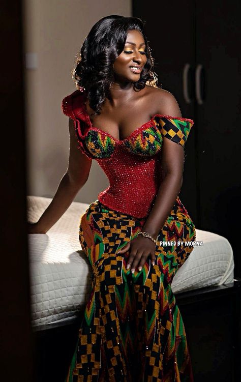 Ghanaian Prom Dresses, Ghana Bridal Dress, Ghanaian Bridal Kente Styles, Ghana Wedding Dress Traditional, African Prom Dresses Ghana, Ghana Dresses Traditional, Ghanaian Kente Styles, Traditional Ghana Clothing, Ghana Traditional Dress