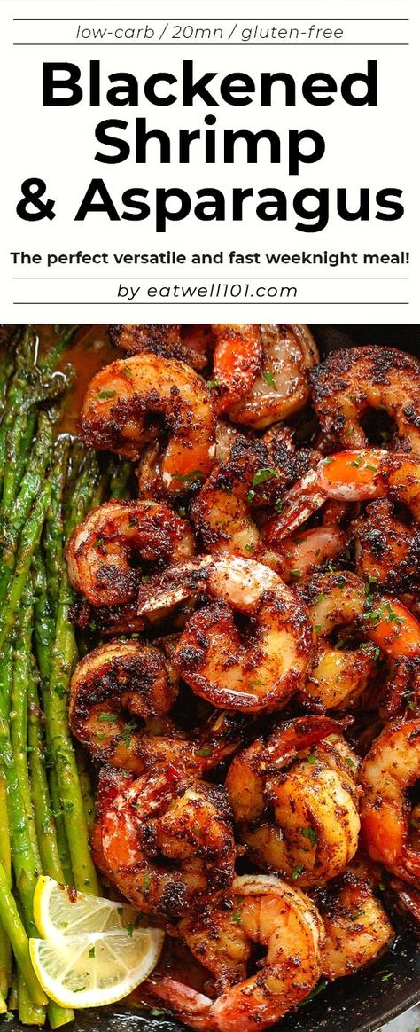 Blackened Shrimp and Asparagus Skillet - #shrimp #asparagus #recipe #eatwell101 - These delicious blackened shrimp with asparagus are the perfect versatile and fast weeknight meal. - #recipe by #eatwell101® Shrimp With Asparagus, Shrimp Asparagus, Blackened Shrimp, Juicy Shrimp, Shrimp Recipes Healthy, Shrimp And Asparagus, Healthy Shrimp, Shrimp Recipes For Dinner, Shrimp Recipes Easy