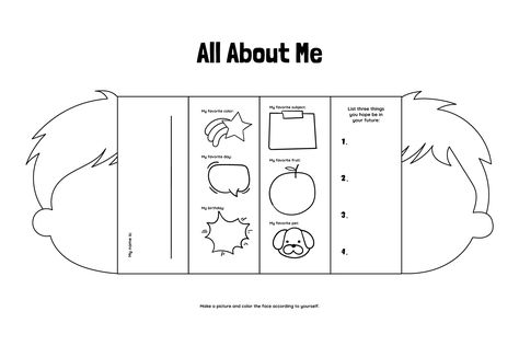 All About Me Poster Craft Activity Printable All About Me Tri Fold Board, Identity Activities For Kids, Last Day Of School Ideas, Back To School Crafts For Kids, All About Me Crafts, About Me Poster, All About Me Poster, All About Me Printable, All About Me Worksheet