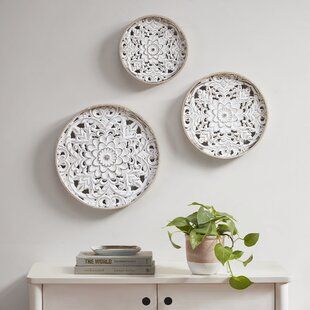 White Wood Wall Decor, Carved Wood Wall Decor, White Wood Wall, Dimensional Wall Art, Dimensional Wall, Home Decor Sets, Madison Park, Fir Wood, Medallion Design