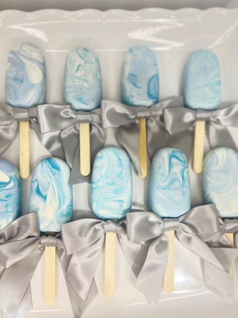 Light Blue Cakesicles, Marble Cake Pops, Cake Sickles, Cd Idea, Cinderella Theme, Marble Cake, Cake Pop, Mermaid Party, Dessert Table