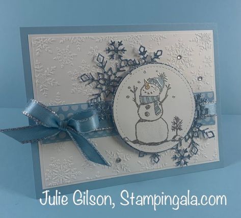 Christmas card created with Stampin' Up's Snowman Season stamp set for Simple Sunday. #Stampin' Up, #Stampin' Gala, #Handmade Cards, #Snowman Cut Snowflakes, Snowman Christmas Cards, Stamped Christmas Cards, Simple Christmas Cards, Snowman Cards, Snowflake Cards, Homemade Christmas Cards, Stampin Up Christmas Cards, Christmas Card Crafts