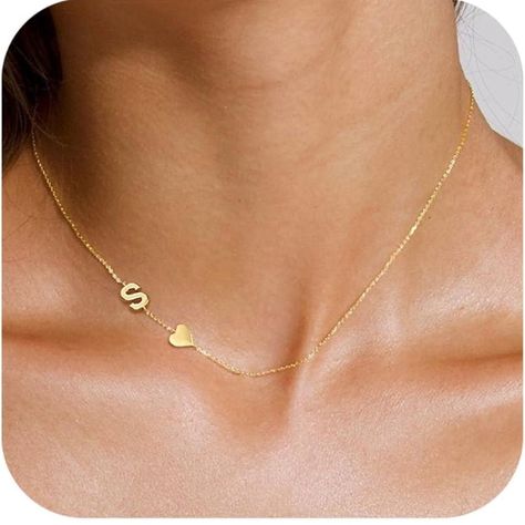 Gold Initial Necklace Design: Sideways Initial Necklaces Has 26 Letters To Choose, Fashion Originates From Classics,Minimalism Design. You Can Choose To Wear It Alone Or With Other Cute Necklace In Your Collection. Dainty Gold Necklace Size: Initial A Necklace Length:13.6"+2.4" Extension. The Letter Necklaces For Women Is Designed With A Lobster Clasp For Easy Wearing. Gold Letter Necklace Material:Initial Heart Necklace, No Stimulation To The Skin, Not Allergies,Hypoallergenic, Lead-Free, Nicke Gold Necklace With Letter, Initial A Necklace, Necklace With Letter, Initial Heart Necklace, Letter Charm Necklace, Sideways Initial Necklace, Minimalism Design, Boho Style Necklaces, Vintage Choker Necklace