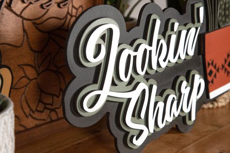 Cnc Signs Ideas, Layered Laser Cut Art, Cnc Signs, Laser Cut Signs, Laser Cut Furniture, Laser Signs, Cnc Machine Projects, Salon Suites Decor, 3d Signs