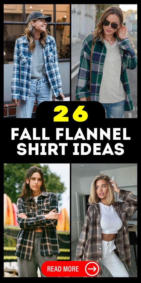 Create the best fall outfits with fall flannel shirts, a staple for autumn fashion. These plaid shirts can be styled in many ways, from casual outfits with jeans to more dressed-up looks. Pair your flannel with leggings and winter boots for a cozy, trendy outfit. Perfect for work or casual outings, flannel shirts are versatile and easy to wear. Discover affordable prices and the latest patterns for a stylish fall wardrobe. Flannel Shirt Women Outfits, What To Wear With Flannels, Flannel With Jeans Outfit, Flannel Outfits For Women 2024, How To Wear A Flannel Shirt With Jeans, Outfit Ideas With Flannels, Flannel Outfits For Women Fall, How To Style Flannel Shirt Women, Women Flannel Outfit