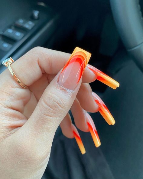 Nail Design Glitter, Drip Nails, Edgy Nails, Long Acrylic Nails Coffin, Nail Essentials, Orange Nails, Square Acrylic Nails, Minimalist Nails, Healthy Nails