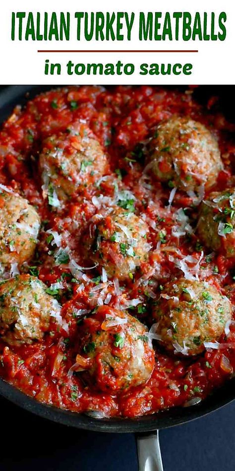 Healthy Italian Turkey Meatballs are a fantastic healthy dinner option. Serve over pasta or go low carb with cauliflower rice. 336 calories and 5 Weight Watchers Freestyle SP #meatballs #recipe #dinner #healthy Cantonese Sauce, Tenderloin Sauce, Wellington Sauce, Brisket Sauce, Hoisin Beef, Stroganoff Sauce, Jus Sauce, Broccoli Sauce, Shawarma Sauce