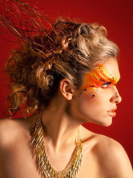 "Fire" Fairy Fantasy Makeup, Phoenix Makeup, Fairy Make-up, Phoenix Costume, Fire Costume, Fire Makeup, Fantasy Make-up, Fire Fairy, Halloween Makeup Ideas