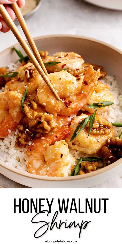 Almond Shrimp Recipes, Honey Pecan Shrimp, Easy Honey Walnut Shrimp, Asian Shrimp Recipes, Walnut Shrimp Recipe, Honey Glazed Walnuts, Shrimp Dipping Sauce, Seafood Ideas, Honey Shrimp