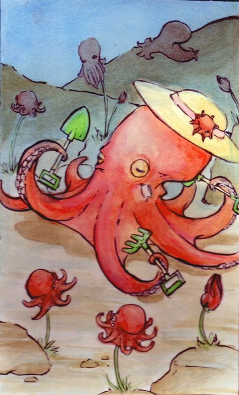 Squid Tattoo, Octopus Garden, Garden Tattoos, Octopus Squid, Sea Mermaid, Mermaid Stuff, Garden Drawing, Octopus Art, Animal Antics