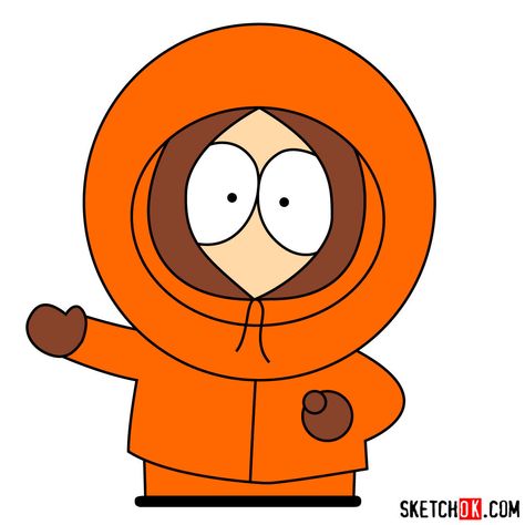 How to draw Kenny McCormick from South Park - Step by step drawing tutorials South Park Kenny Drawing, How To Draw Kenny From South Park, Cartoon Earrings, Bride Art, Kenny South Park, Colour Challenge, Kenny Mccormick, Cartoon Canvas, Characters Drawing