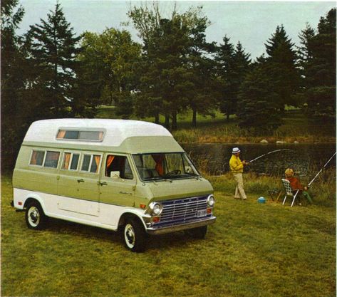 70s Camper Van, Green Camper Van, Econoline Camper Van, Dream Roadtrip, Big Vans, Converted Van, Vans Painted, Dodge Van, Van Color