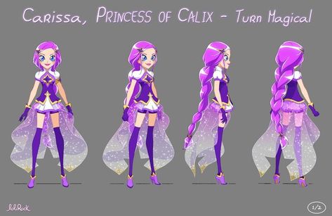 LoliRock Model Sheets - Carissa Princess of Calix's Model Sheets - Wattpad Lolirock Carissa, Magical Girl Aesthetic, Character Turnaround, Rare Dress, Character Model Sheet, Character Model, Fantasy Props, Model Sheet, Pinturas Disney