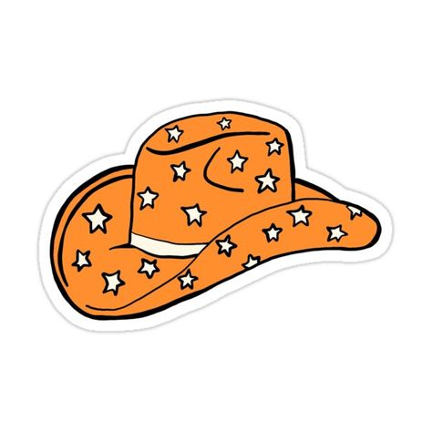 Decorate laptops, Hydro Flasks, cars and more with removable kiss-cut, vinyl decal stickers. Glossy, matte, and transparent options in various sizes. Super durable and water-resistant. Orange cowboy hat with stars Orange Cowboy Hat, Cowboy Hat Sticker, Cowboy Hat Drawing, Cowboy Hat, Cowboy Hats, Holland, Decorate Laptops, Vinyl Decal Stickers, Kiss Cut