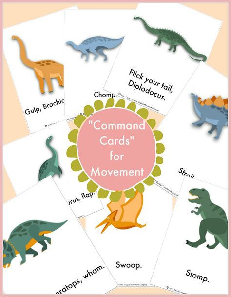 Dinosaur Movement Cards, Movement Cards, Dinosaur Puzzles, Dinosaur Pictures, Preschool Music, Montessori Preschool, Dinosaur Activities, Movement Activities, Themed Activities