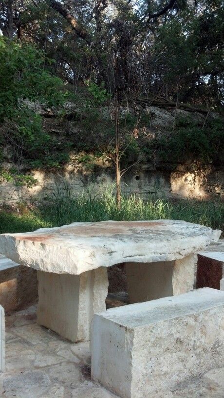 Limestone Bench, Limestone Table, Limestone Rock, Stone Table, Blue Hole, Garden Dining, Stone Garden, Backyard Living, Boho Luxe