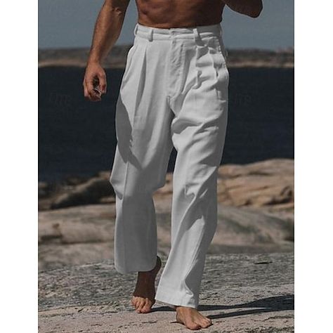 White Linen Pants Outfit Men, Linen Trousers Outfit Men, Men’s Linen Pants, White Clothes Men, All White Outfit Men, White Linen Pants Men, Linen Pants Outfit Men, Summer Pants Men, Men Linen Pants