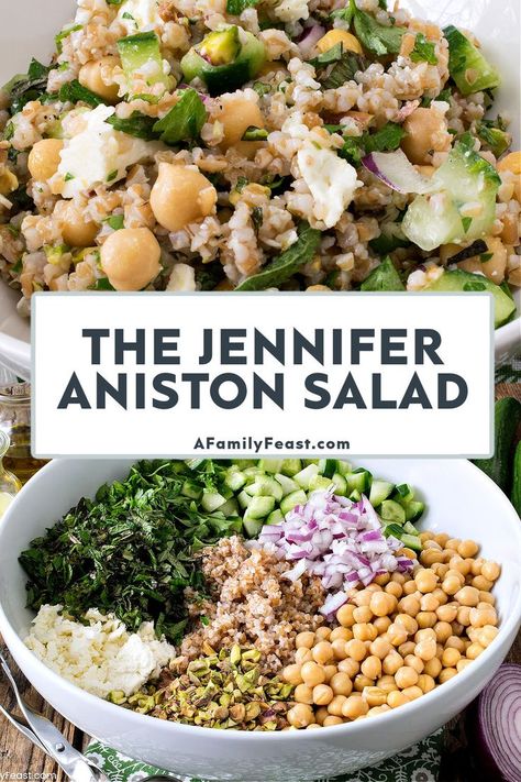 Jennifer Aniston Salad, Aniston Salad, Fresh Salad Recipes, Vegetarian Salads, Best Salad Recipes, Fresh Salad, Mediterranean Diet Recipes, Healthy Salad, Fresh Salads