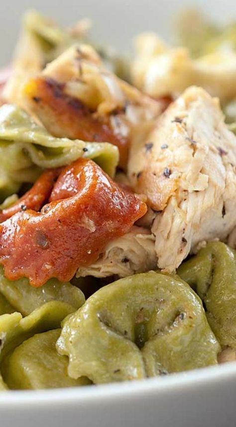 Caesar Chicken Tortellini ~ Quick, easy and delicious Tortellini Recipe, Caesar Chicken, Chicken Tortellini, Tortellini Recipes, Chicken Caesar, Caesar Dressing, Tortellini, Main Dish Recipes, Om Nom