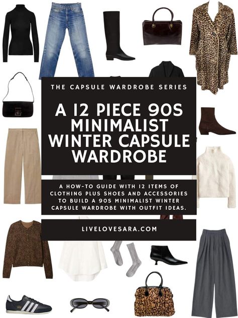 A 12 Piece 90s Minimalist Winter Capsule Wardrobe. - livelovesara Winter Minimalist Wardrobe, 90s Tv Shows, Carolyn Bessette, Animal Print Handbags, 90s Calvin Klein, Minimalist Winter, Fashion Words, 90s Tv, Small Wardrobe