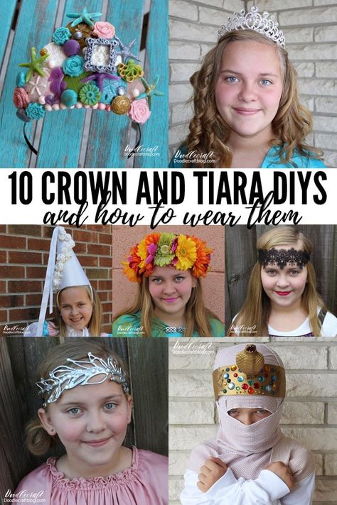 10 DIY Crowns Tiaras Plus How to Wear Them!  I love crowns. Every year on my birthday, (January 23rd, for those of you keeping track) I w... Diy Crowns, Princess Birthday Party Favors, Diy Fairy Wings, Diy Tiara, Crowns And Tiaras, Diy Elastic, Make A Crown, New Year Diy, Halloween Princess