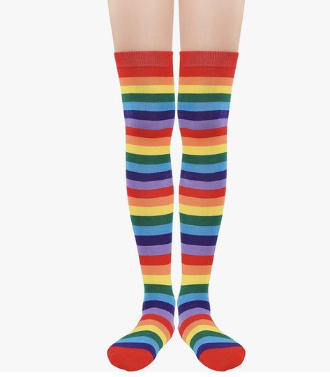 American Trends Womens Rainbow Socks Striped Knee High Socks Thigh High Stockings Casual Tube Socks Costume Leg Warmers Thigh High Socks Plus Size, Socks Thigh High, Boots With Leg Warmers, Striped Thigh High Socks, Striped Knee High Socks, Rainbow Socks, Rainbow Fashion, Solid Leggings, Over The Knee Socks