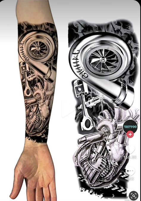 Mechanic Tattoo For Men, Mechanic Tattoo, Sleeves Ideas, Car Guys, Motocross, Sleeve Tattoos, Tattoos For Guys, Cool Tattoos, Sun