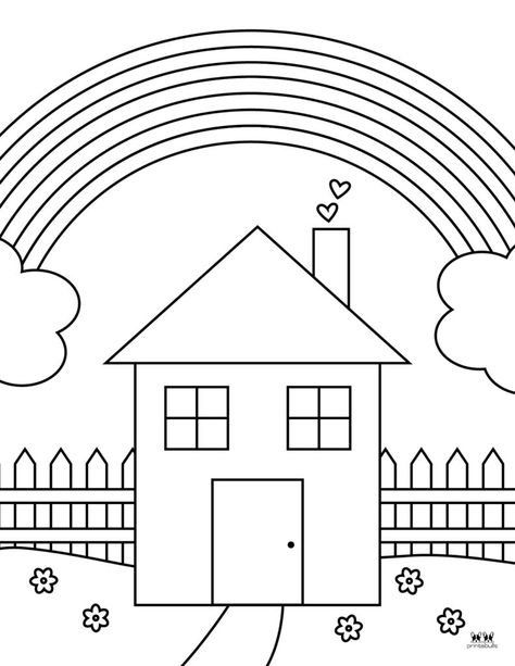 Rainbow Colouring Pages, Rainbow Coloring Pages Free Printable, Rainbow Coloring Page, House Coloring Pages, Tumblr Coloring Pages, Rainbow Drawing, Rainbow Images, Turkey Coloring Pages, Kindergarten Coloring Pages