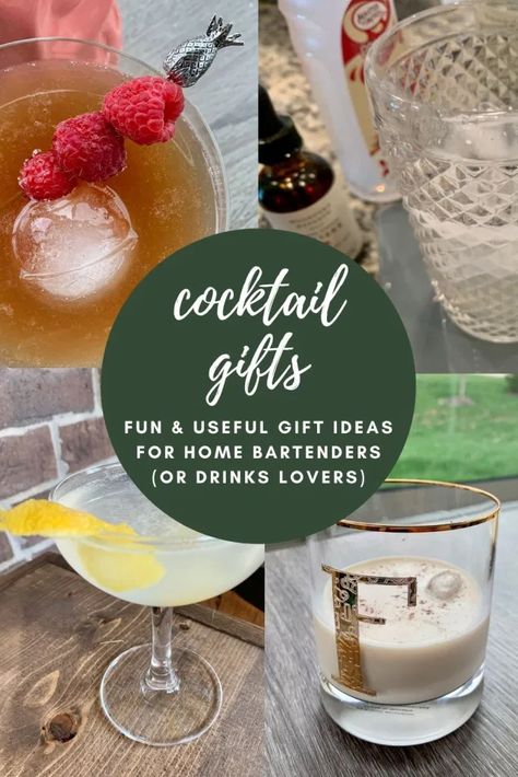 Best Cocktail Gifts...for the Home Bartender in Your Life | As someone who's obsessed with delicious drinks at home, here are useful and fun gift ideas for the at-home bartender, DIY mixologists, and even just casual drinkers. Cocktail gift ideas, how to make cocktails at home, cocktail-themed gifts, gift ideas for men, holiday gifts for women...something for everyone! #giftideas #cocktails #drinkrecipes Gift Ideas For Drinkers, Cocktail Gift Ideas, Gifts For Bartenders, Cocktail Gift Basket, How To Make Cocktails, Home Bartender, Bachelorette Cocktails, Cocktail Gift Set, Make Cocktails