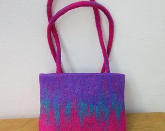 Felt purses | Etsy UK Felt Purses, Turquoise Bag, Felted Bag, Felted Handbags, Turquoise And Pink, Turquoise Leather, Pink Handbags, Felt Material, Hand Felted