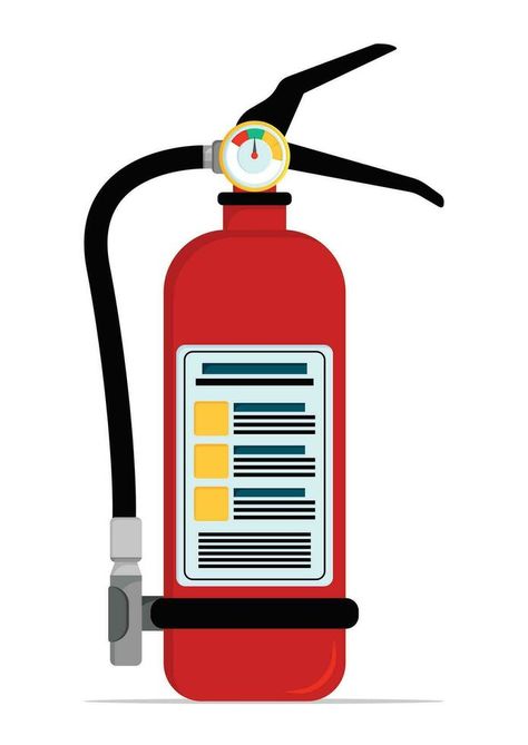 Fire Extinguisher in Flat Design. Emergency Response Equipment Vector Illustration Isolated on White Background Fire Safety Tips, Vector Character Design, Emergency Response, Background Background, Vector Character, Fire Safety, Background White, Fire Extinguisher, Safety Tips