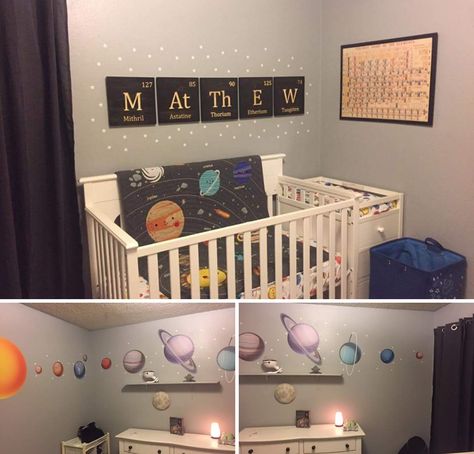 Science themed nursery Science Themed Nursery Ideas, Science Theme Nursery, Nursery Galaxy Theme, Science Themed Nursery, Space Nursery Theme Boys, Galaxy Baby Nursery, Themed Nursery Ideas, Science Nursery, Galaxy Nursery