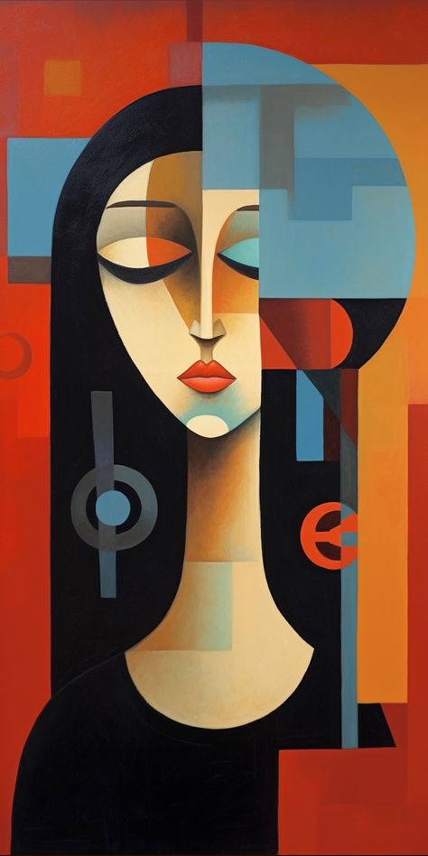 Abstract Painting Acrylic Modern Shapes, Beautiful Wall Painting, Cubist Paintings, Pop Art Images, Cubist Art, Cubism Art, Design Restaurant, Afrocentric Art, Soyut Sanat Tabloları